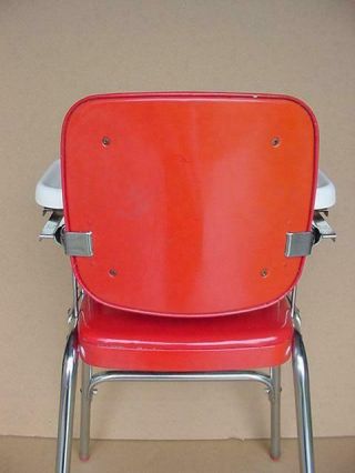 VINTAGE COSCO RED BABY HIGH CHAIR 1950 ' S 1960 ' S RED VINYL AND CHROME 7