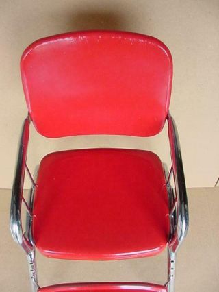 VINTAGE COSCO RED BABY HIGH CHAIR 1950 ' S 1960 ' S RED VINYL AND CHROME 8