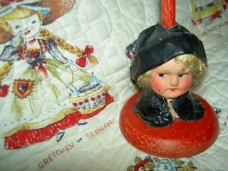 Adorable 1920s Era German,  Boudoir Doll Hat Stand Clothing & Cloche Hat