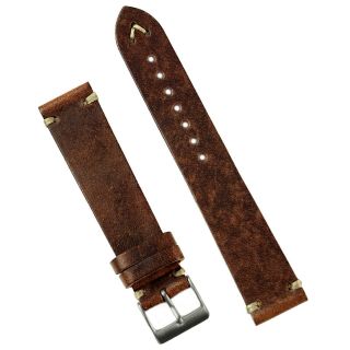 B & R Bands 20m Chestnut Italian Leather Classic Vintage Watch Band Strap
