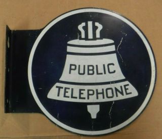 Public Telephone Vintage Pay Phone Booth Round Sign Ks - 16597 L1 With Flange