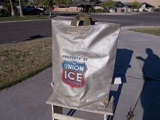 Rare Vintage The Union Ice Company Logo Block Cubed Ice Cream Carrier Canvas Bag
