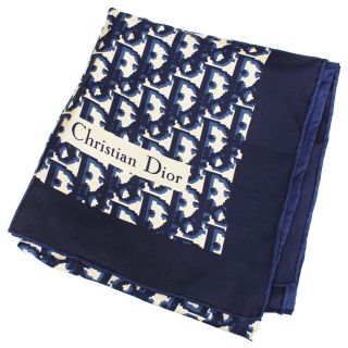 Christian Dior Logos Trotter 100 Silk Scarf Wraps Navy Vintage Authentic P304 M