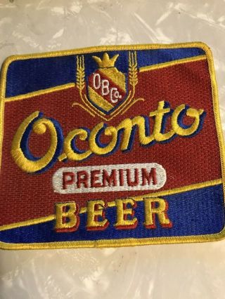 Vintage Oconto Premium Beer Large 5” X 5” Uniform Embroided Patch Nos