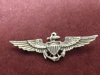 Ww2 Home Front Sweetheart Navy Pilot Wings Sterling Silver Badge Broach Pin