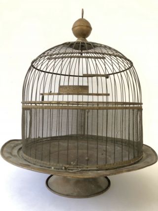 Antique Hendryx Brass Bird Cage Birdcage Rustic Farmhouse Decor Metal Dome Vtg