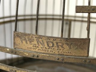 Antique Hendryx Brass Bird Cage Birdcage Rustic Farmhouse Decor Metal Dome VTG 3