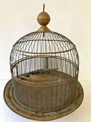 Antique Hendryx Brass Bird Cage Birdcage Rustic Farmhouse Decor Metal Dome VTG 4