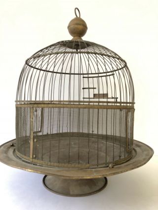 Antique Hendryx Brass Bird Cage Birdcage Rustic Farmhouse Decor Metal Dome VTG 5