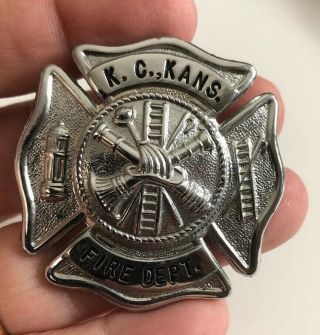 Vintage Fire Department Hat Badge Kansas City Kansas Fire Chief Estate Piece