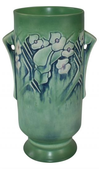 Vintage Roseville Pottery Clemana Green Vase 755 - 9