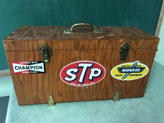 Vtg Wooden Slot Car Box Case Slot Cars & Parts Strombecker Eldon Aurora 60s 70s 2