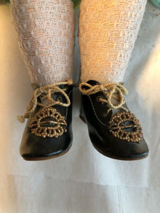 Antique German Oil Cloth Fancy Doll Shoes w/Decorative Fronts 2