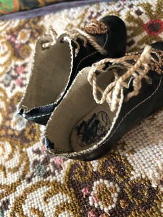 Antique German Oil Cloth Fancy Doll Shoes w/Decorative Fronts 8