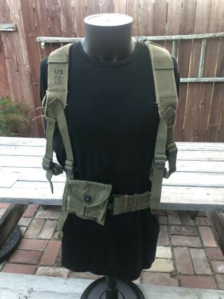 Ww2 Usgi Web Belt,  M1 Carbine Mag Pouch & Korean War Cargo/feild Pack Suspenders