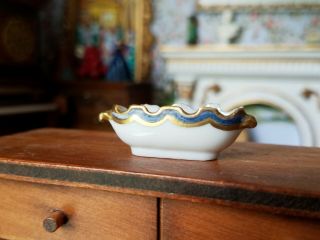 Antique Dollhouse Miniature Porcelain Long Display Bowl 1:12