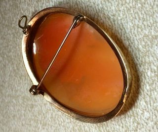 Vintage Antique 14K Yellow Gold Shell Cameo Pin Brooch Pendant - LOOK 7