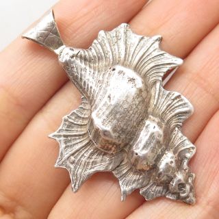 Vtg Signed 925 Sterling Silver Seashell Murex Pendant