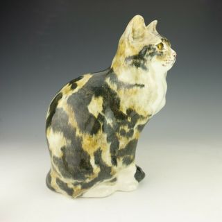 Vintage Winstanley Pottery - Hand Painted Seated Cat Figure - With Glass Eyes. 2