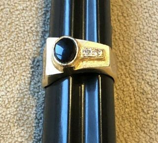 Vintage Diamond,  Onyx Men’s 14k Yellow Gold Ring Size 7.  25