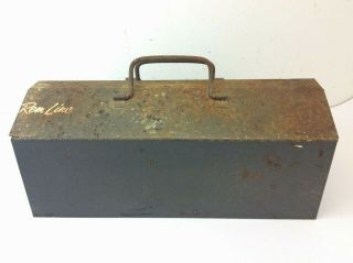 Vintage Rem Line Durable Portable Metal Toolbox Tool Box Container Storage