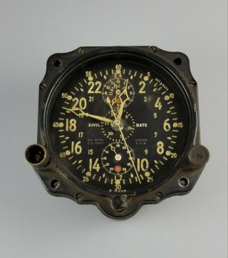 Vintage Jaeger Lecoultre Civil Date Bu Aero Us Navy Aircraft Chronograph Clock