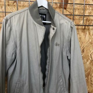 90s Vintage Stussy Striped Bomber Jacket,  Grey,  Size L LARGE 5