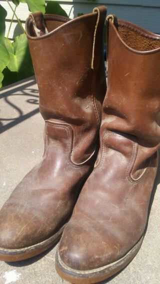 Vtg Red Wing Pecos 1155 Brown Leather Pull On Work Boots Mens Size 11.  5 D