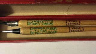 Vintage 1945 Detroit Tigers/ Chicago Cubs World Series Pen And Pencil Set 2