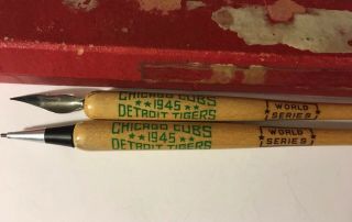 Vintage 1945 Detroit Tigers/ Chicago Cubs World Series Pen And Pencil Set 4