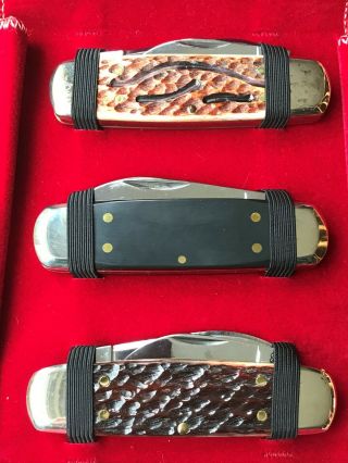 Vintage1986 KABAR Knife Club Sunfish Set of Three 2 bld.  Sunfish knives NOS 2