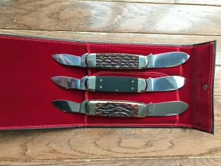 Vintage1986 KABAR Knife Club Sunfish Set of Three 2 bld.  Sunfish knives NOS 3