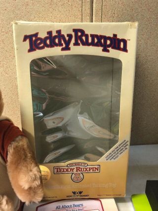 Vintage WOW 1985 TEDDY RUXPIN Box Paperwork Book Cassette Tape 3