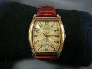 Rare Vintage Invicta 9882 Signature Gold Tone Quartz Leather Band Watch P711d