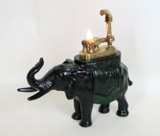 Vintage Elephant Figural Lift Arm Table Lighter In 1930s