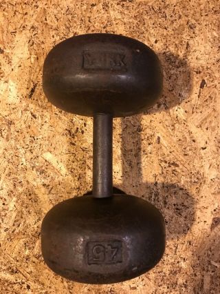 One 45 lb Vintage York Bar Bell Bun Dumbbells - Straight and Tight 2