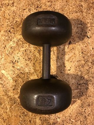 One 45 lb Vintage York Bar Bell Bun Dumbbells - Straight and Tight 5