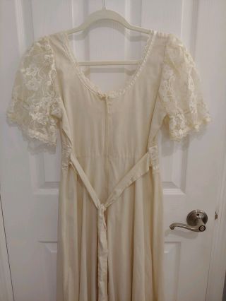 Vintage GUNNE SAX Style White Lace Prairie Victorian Hippy Boho Wedding Maxi M 2