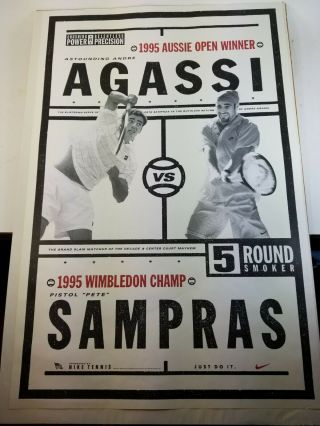 Vtg Pistol Pete Sampras Andre Agassi 1995 Grand Slam Matchup Nike Tennis Poster
