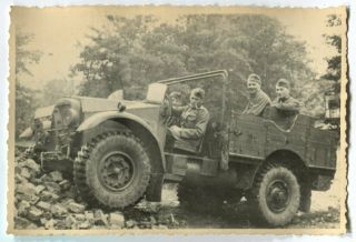 German Wwii Archive Photo: Wehrmacht Soldiers In All - Terrain Army Vehicle