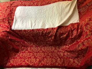 Gorgeous Rare Vintage Catholic Church Altar Red & Gold Tapestry Frontal