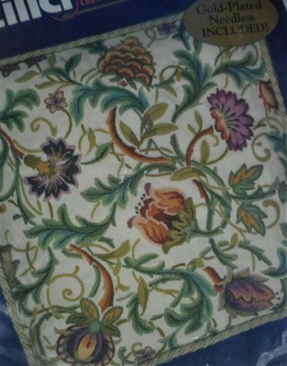 NANCY ROSSI Jacobean Floral Classic Pillow Vintage Bucilla CREWEL Embroidery KIT 5