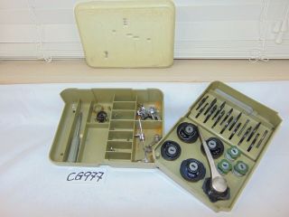 Vintage Necchi Sewing Machine Attachments Accessories Parts & Case