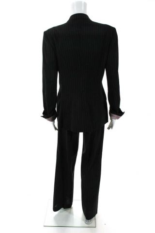 Gucci Womens Vintage Blazer Pants Suit Black White Striped Wool Size IT 44 5