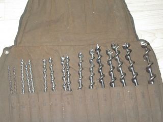 Vintage Set Auger Brace Drill Bits W/pouch & Mostly Irwin Users Restore
