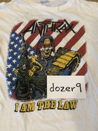 Anthrax Vintage Judge Dredd Shirt From Among The Living Tour 1987