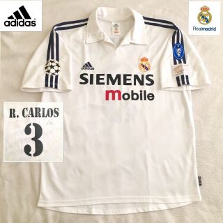 Real Madrid Football Shirt M R.  Carlos Vintage Rare Adidas 2002 Jersey