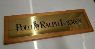 Vintage Metal Wooden Ralph Lauren Display Sign 22 3/8 X 7 1/8 Polo Jockey Retro