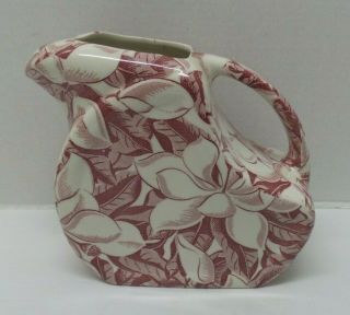 Rare Vintage Wallace China Restaurant Ware Disc Pitcher Red Magnolia Flowers