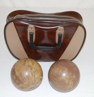 Vintage 2 Ball Set Manhattan Fantasia Duckpin Bowling Balls W/ Vinyl Bag